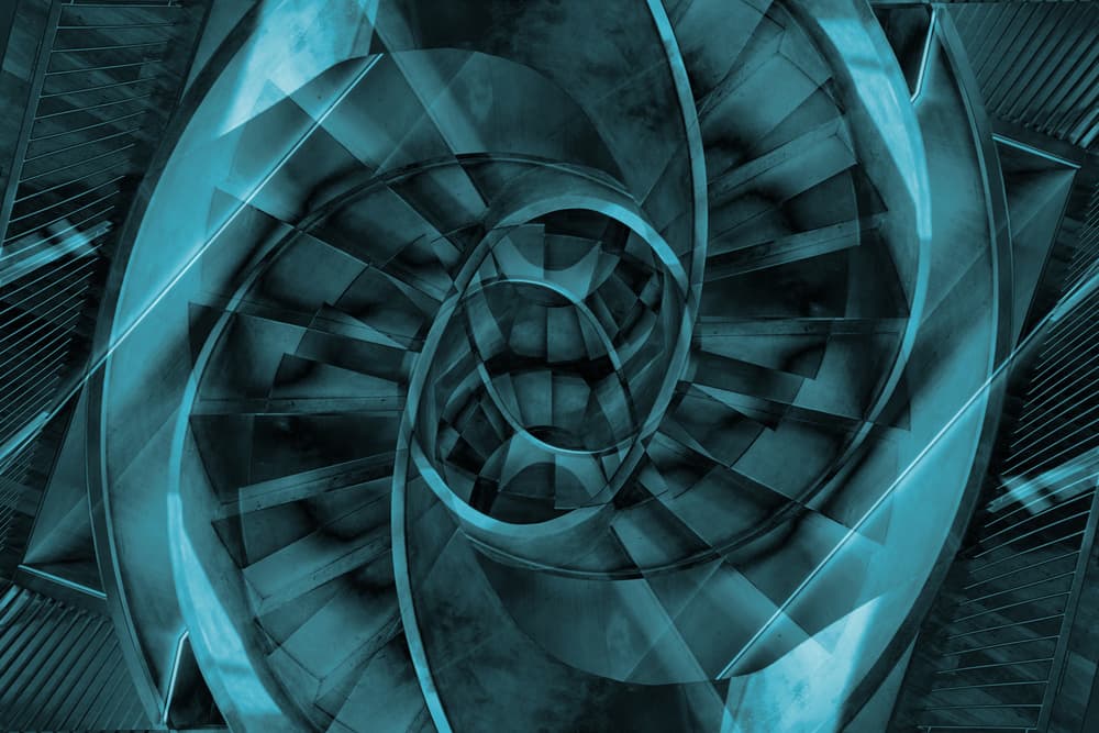 Deep Teal Spiral Stairs by Jois Domont ( J.L.G.) — canvas wall art