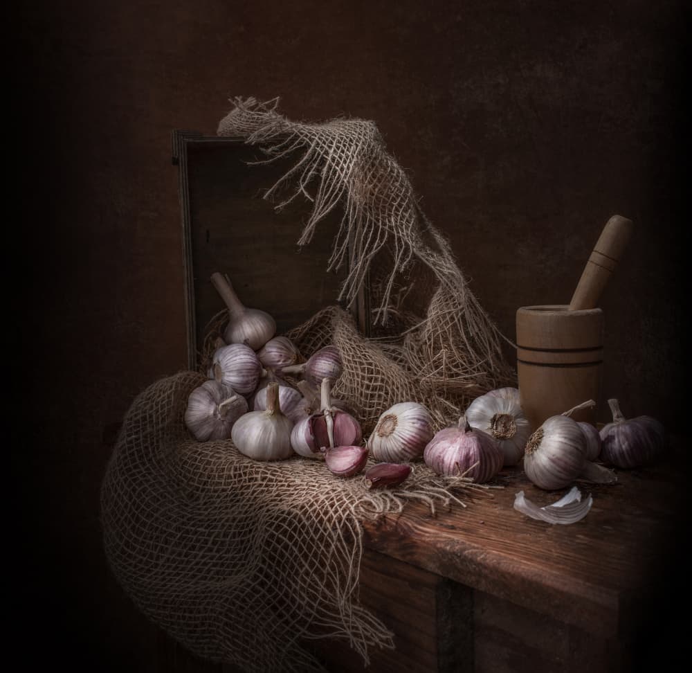 Rustic Garlic Still Life by Margareth Perfoncio — canvas wall art