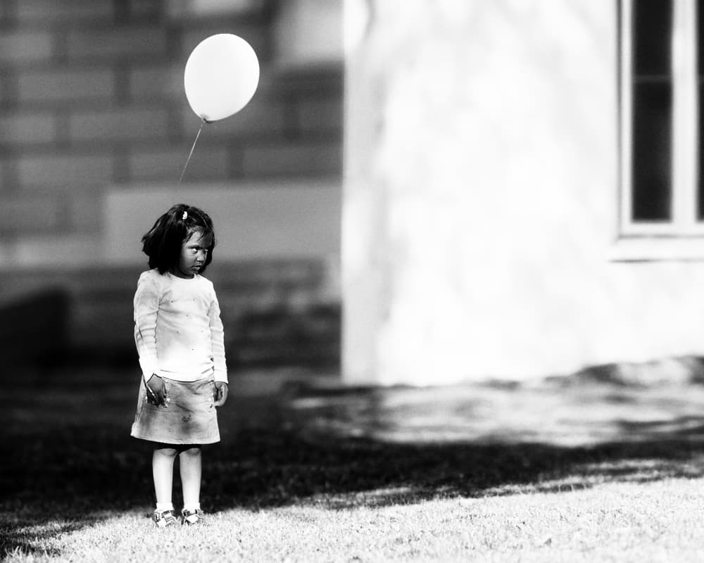 Lonely Girl White Balloon by Michael Burlak — canvas wall art