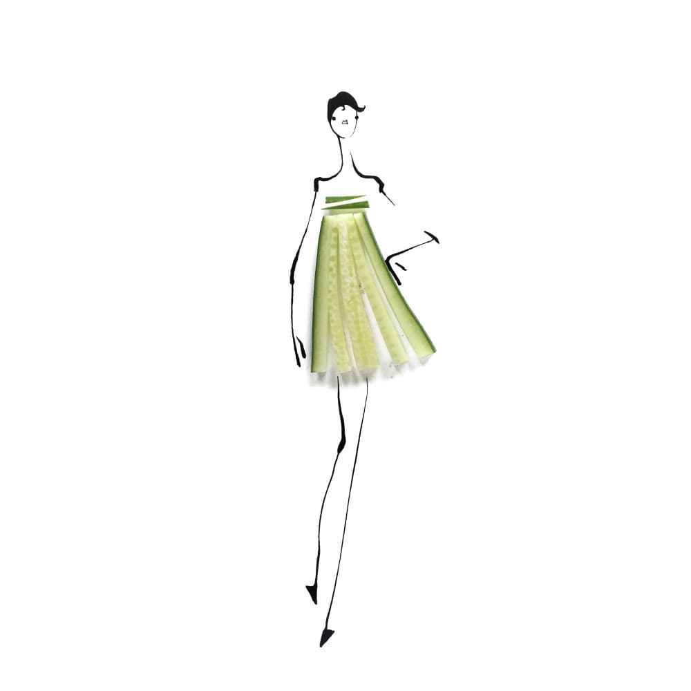 Cucumber Fashion Illustration by Gretchen Roehrs — canvas wall art