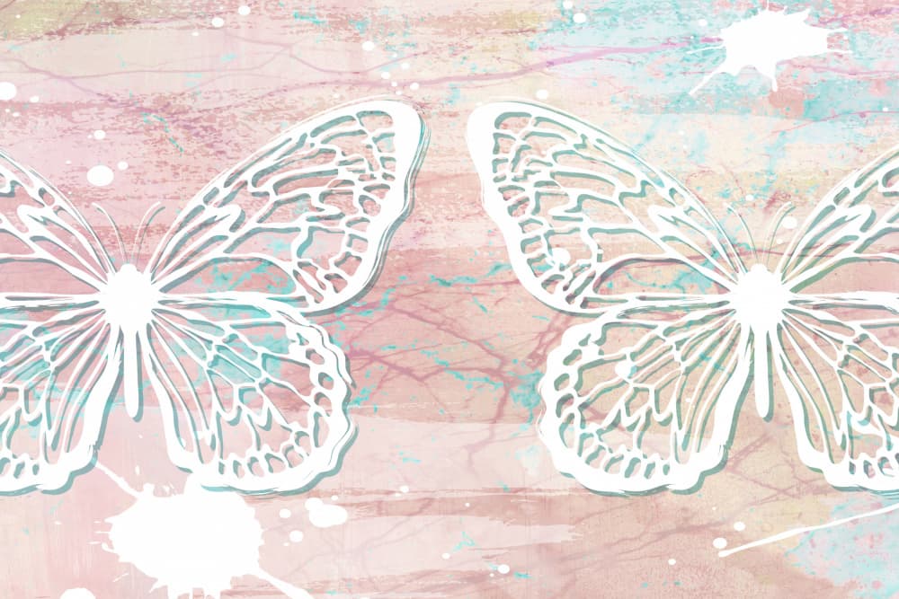 Pastel Pink Blue Butterflies by Martina — canvas wall art
