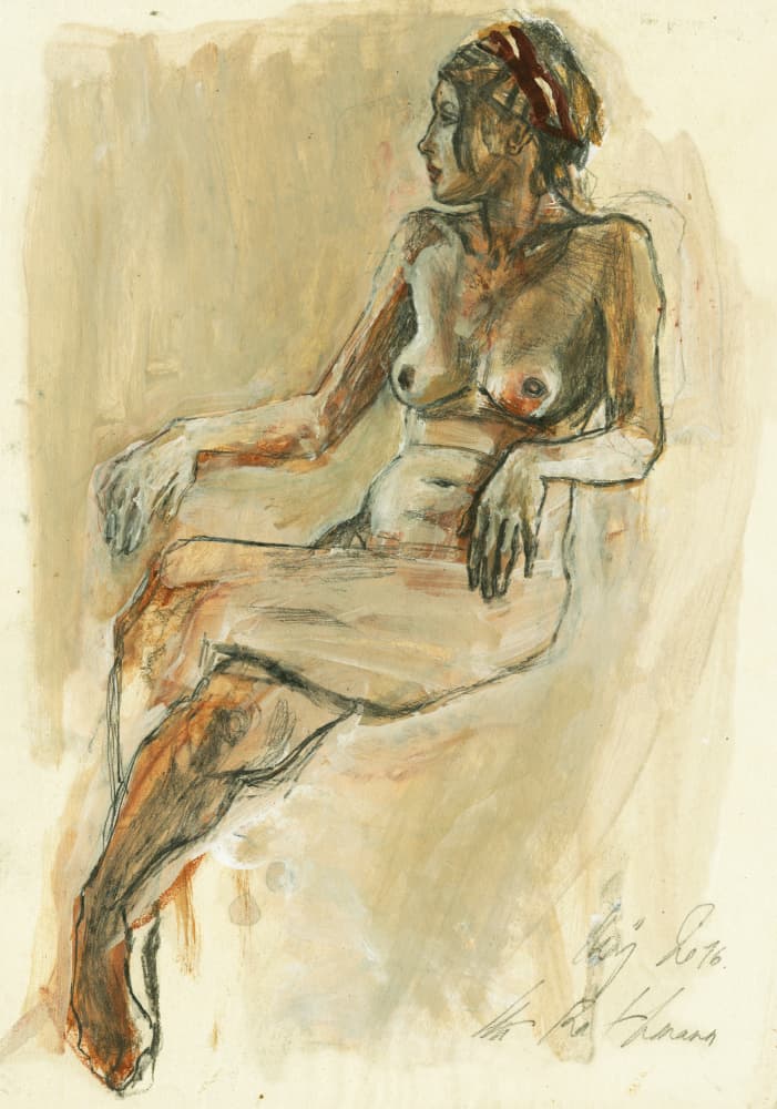 Pensive Figure Drawing by Ute Rathmann — canvas wall art