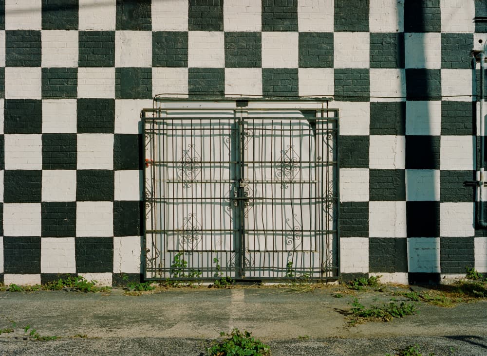 Graphic Checkered Wall Gate by Bethany Young — canvas wall art