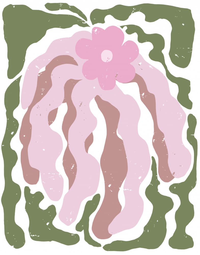 Retro Pink Flower by Josie George — canvas wall art