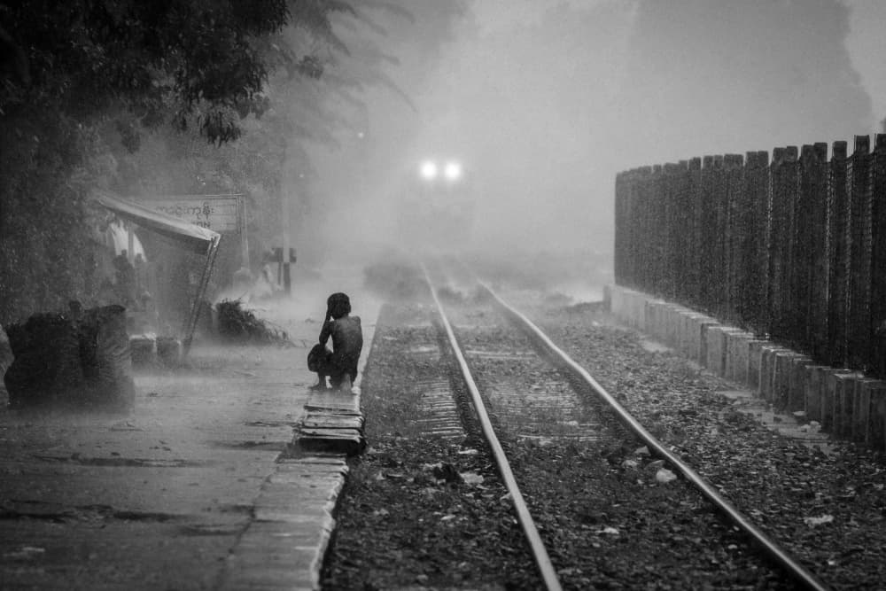 Rainy Train Station Child by António Carreira — canvas wall art
