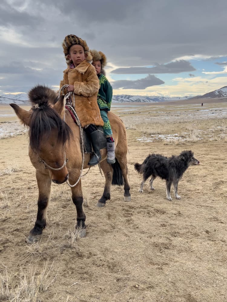 Mongolian Children Horse Ride by Ilana Lam — canvas wall art