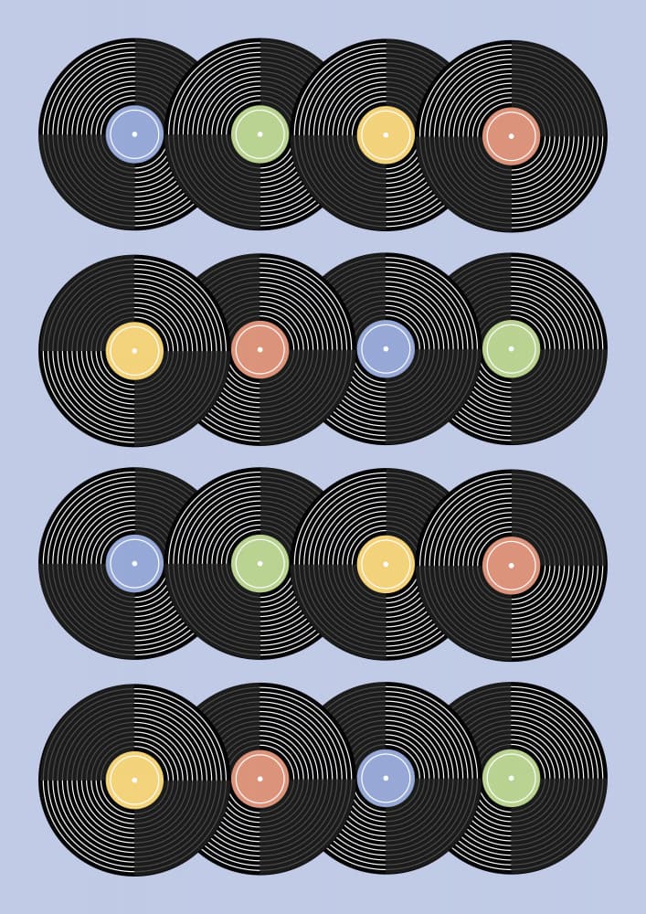 Colorful Vinyl Records by kathrinmay — canvas wall art
