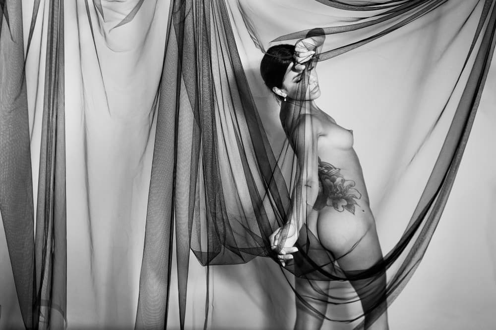 Elegant Nude Drape by Joan Gil Raga — canvas wall art