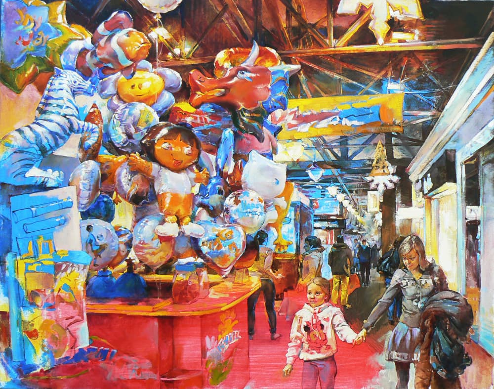 Colorful Market Balloons by Andrii Kutsachenko — canvas wall art
