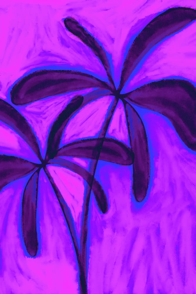 Abstract Purple Palms by Treechild — canvas wall art