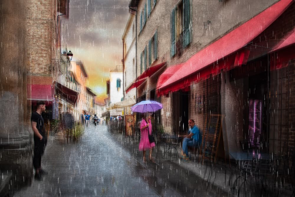 Charming Rainy Street by Nicodemo Quaglia — canvas wall art