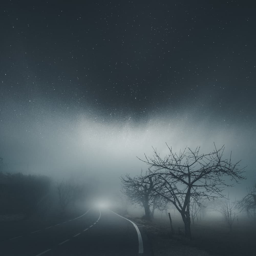 Starlit Misty Road by Andrea Fraccaroli — canvas wall art