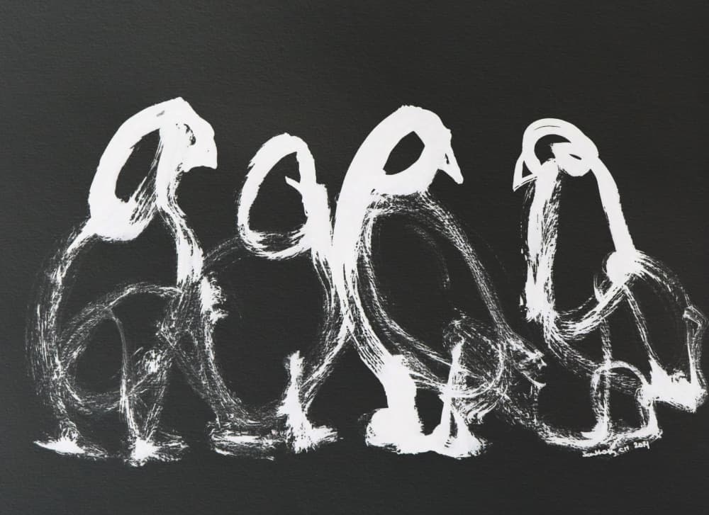 Abstract White Birds by Santhosh ch — canvas wall art