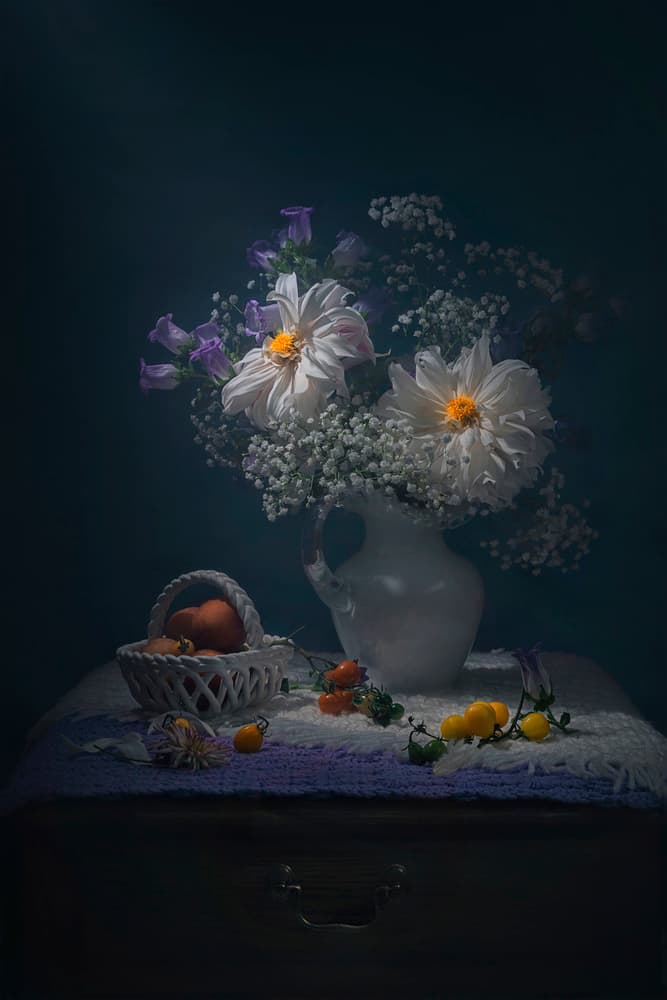 Moody Floral Still Life by Lydia Jacobs — canvas wall art