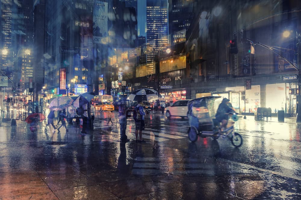 Rainy City Reflections by Massimo Della Latta — canvas wall art