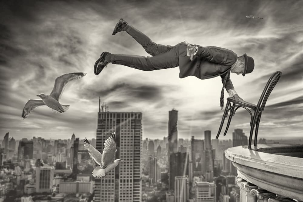Surreal City Flight by Marcel Egger — canvas wall art