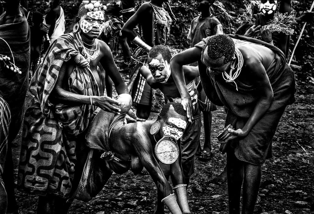 Tribal Adornment Ritual by Joxe Inazio Kuesta Garmendia — canvas wall art