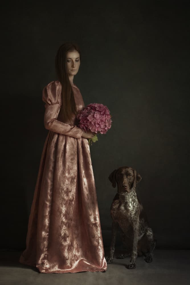 Elegant Woman Loyal Dog by Raluca Arhire — canvas wall art