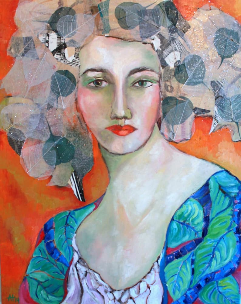 Vibrant Leaf Woman by Alexandra Higgins — canvas wall art