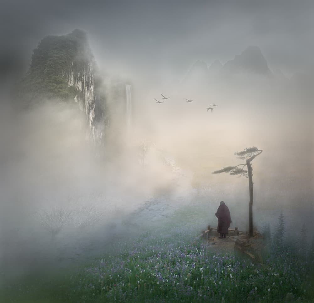 Misty Mountain Solitude by Shenshen Dou — canvas wall art