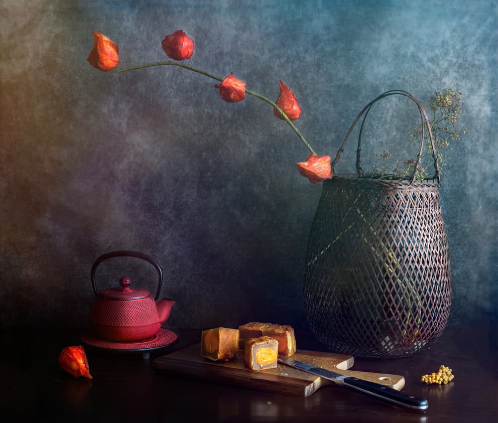 Autumn Mooncakes Tea Time by Jie Fischer — canvas wall art