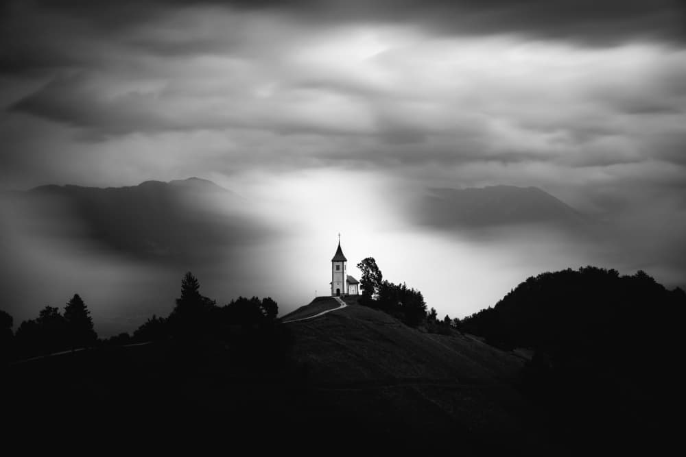 Dramatic Hilltop Chapel by Eros Erika — canvas wall art