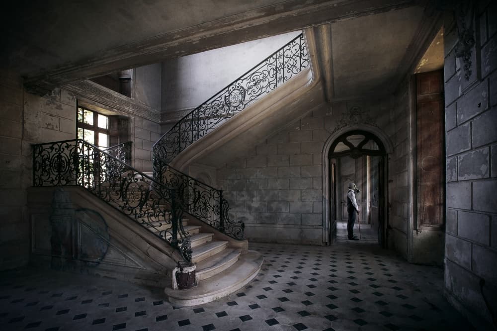 Mysterious Mansion Figure by Sebastien DEL GROSSO — canvas wall art