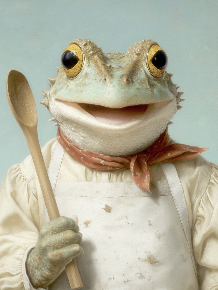 Happy Frog Cook by Andreas Magnusson — canvas wall art
