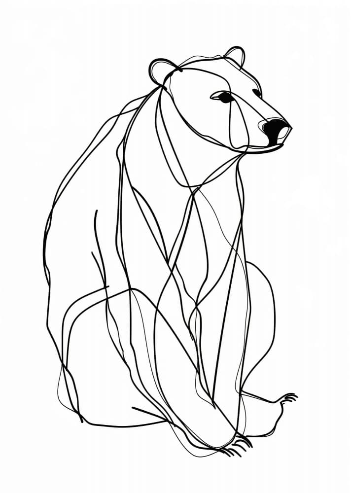 Minimalist Line Bear by Justyna Jaszke — canvas wall art