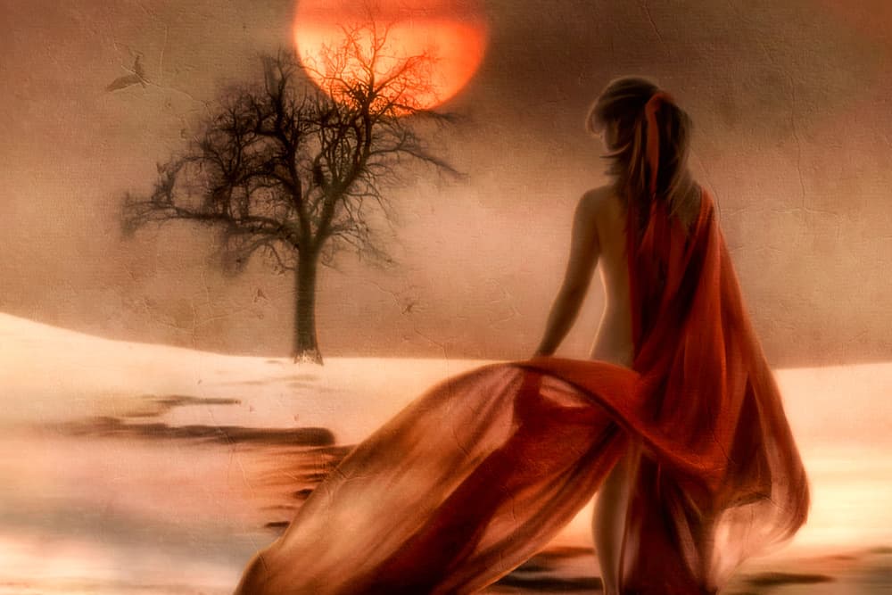Red Fabric Desert Dream by Charlaine Gerber — canvas wall art