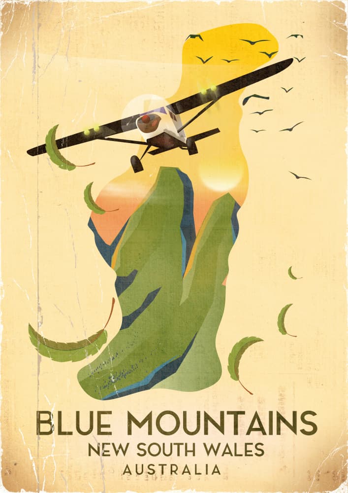 Plane Over Blue Mountains by Nicholas — canvas wall art
