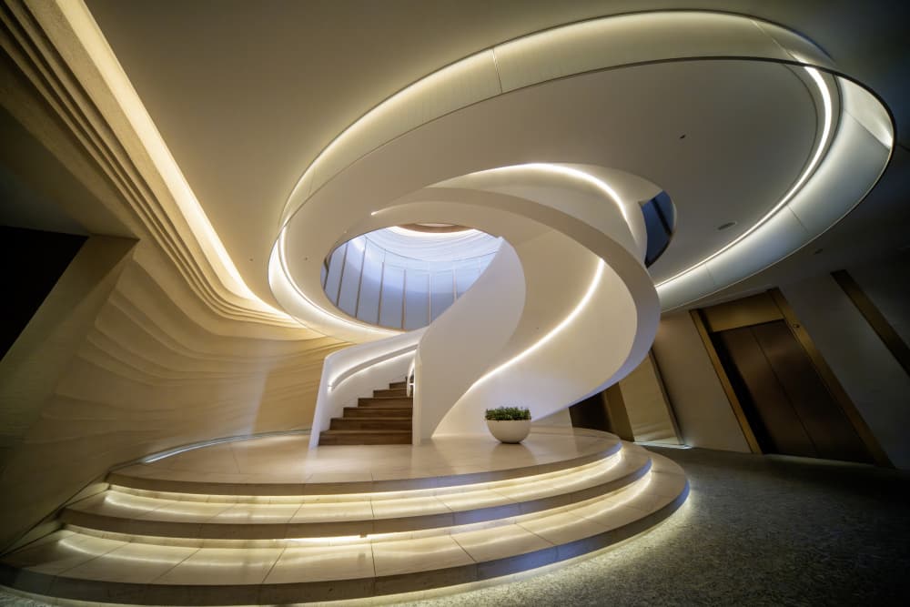 Elegant Spiral Staircase by Tomoshi Hara — canvas wall art