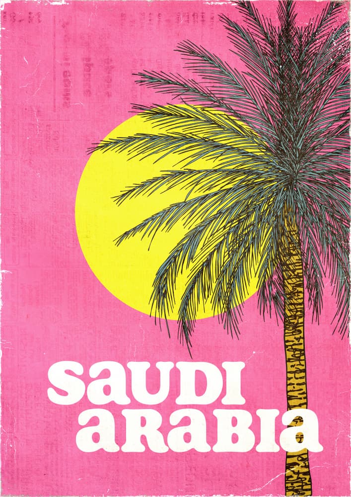 Saudi Arabia Pink Palm by Nicholas — canvas wall art