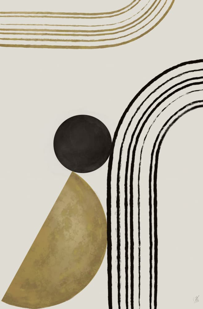Black Gold Geometric Balance by Anne-Marie Volfova — canvas wall art
