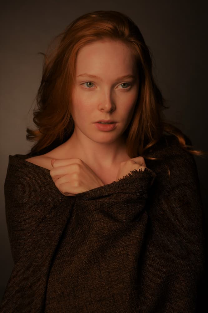 Pensive Redhead Portrait by Yoram GIL — canvas wall art