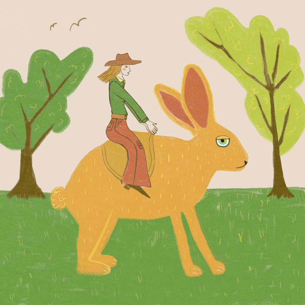 Whimsical Rabbit Rider by Sharyn Bursic — canvas wall art
