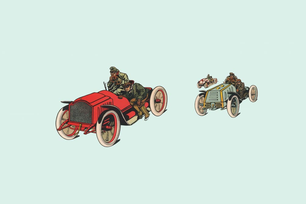 Vintage Car Racing by Wild Violets — canvas wall art