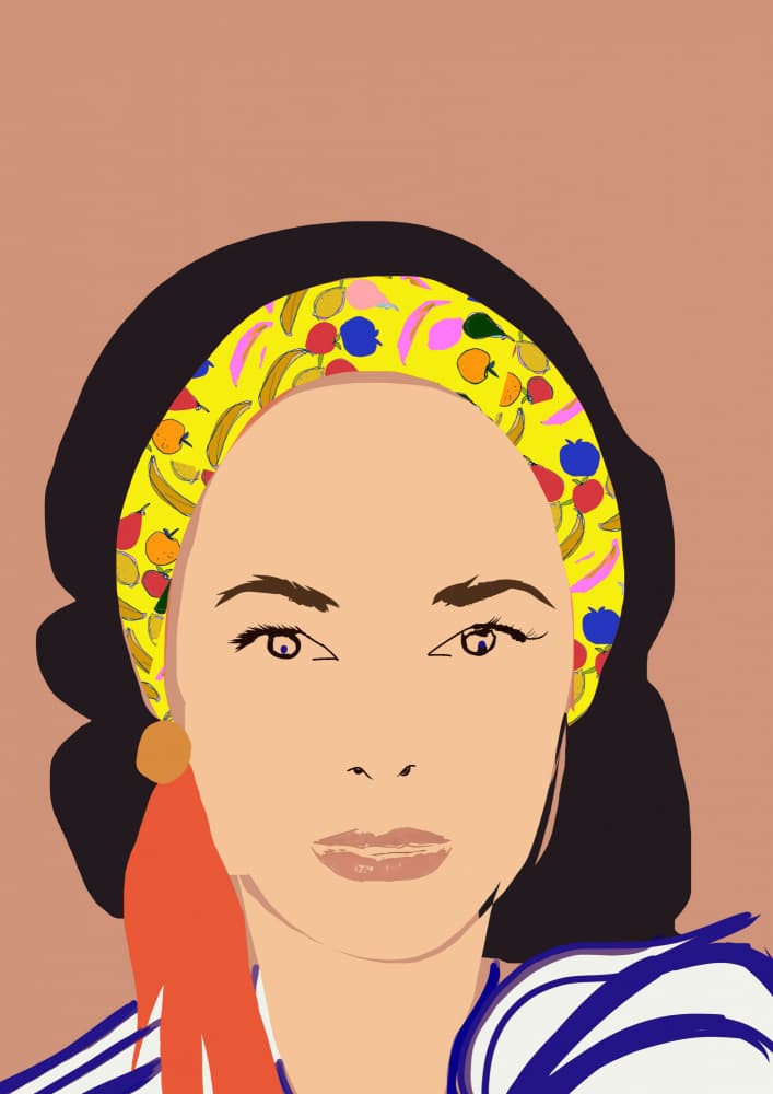 Stylish Fruit Bandana Portrait by casa cartissi — canvas wall art
