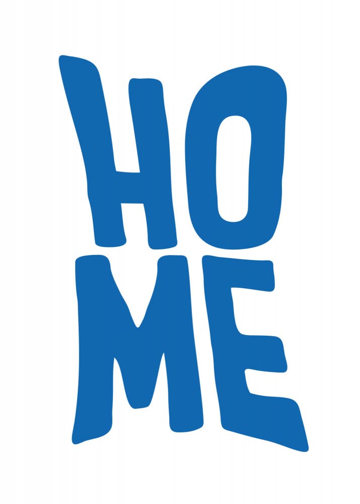 Blue Home Typography by Andreas Magnusson — canvas wall art