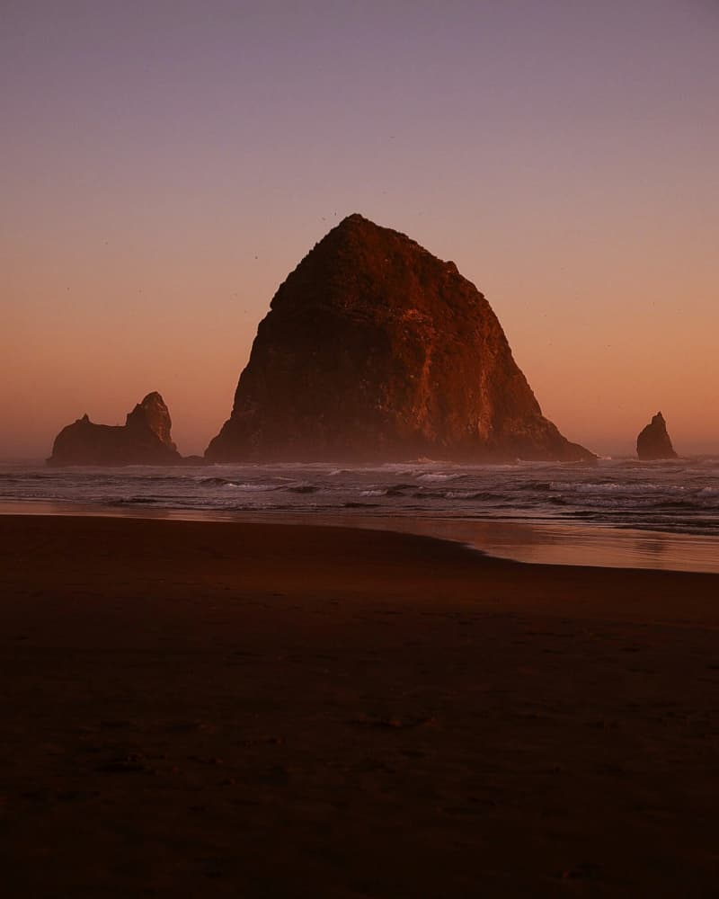 Haystack Rock Sunset by Del Mundo Imagery — canvas wall art
