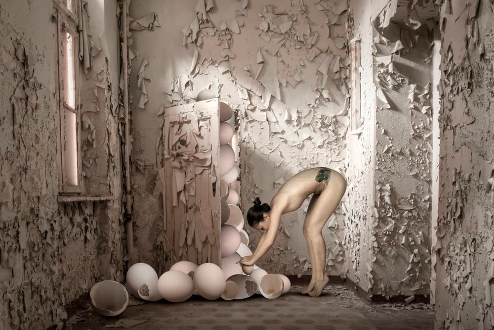 Woman Among Broken Eggs by Christine von Diepenbroek — canvas wall art