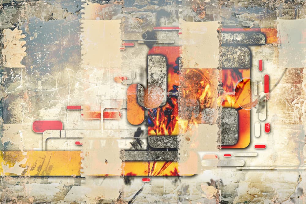 Fiery Geometric Abstract by Rafal Kulik — canvas wall art