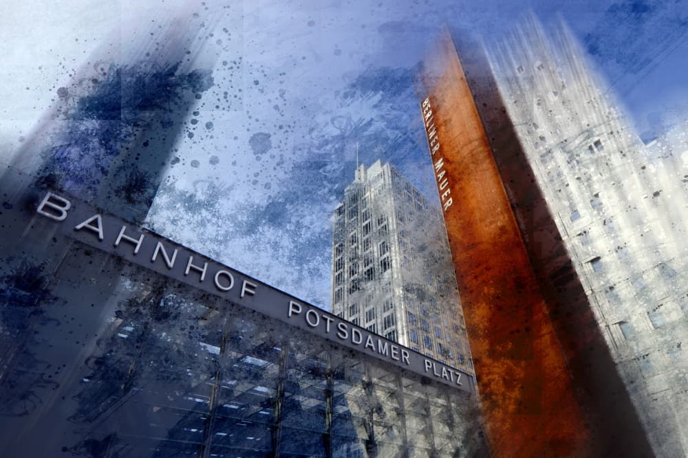 Potsdamer Platz Grunge by Melanie Viola — canvas wall art