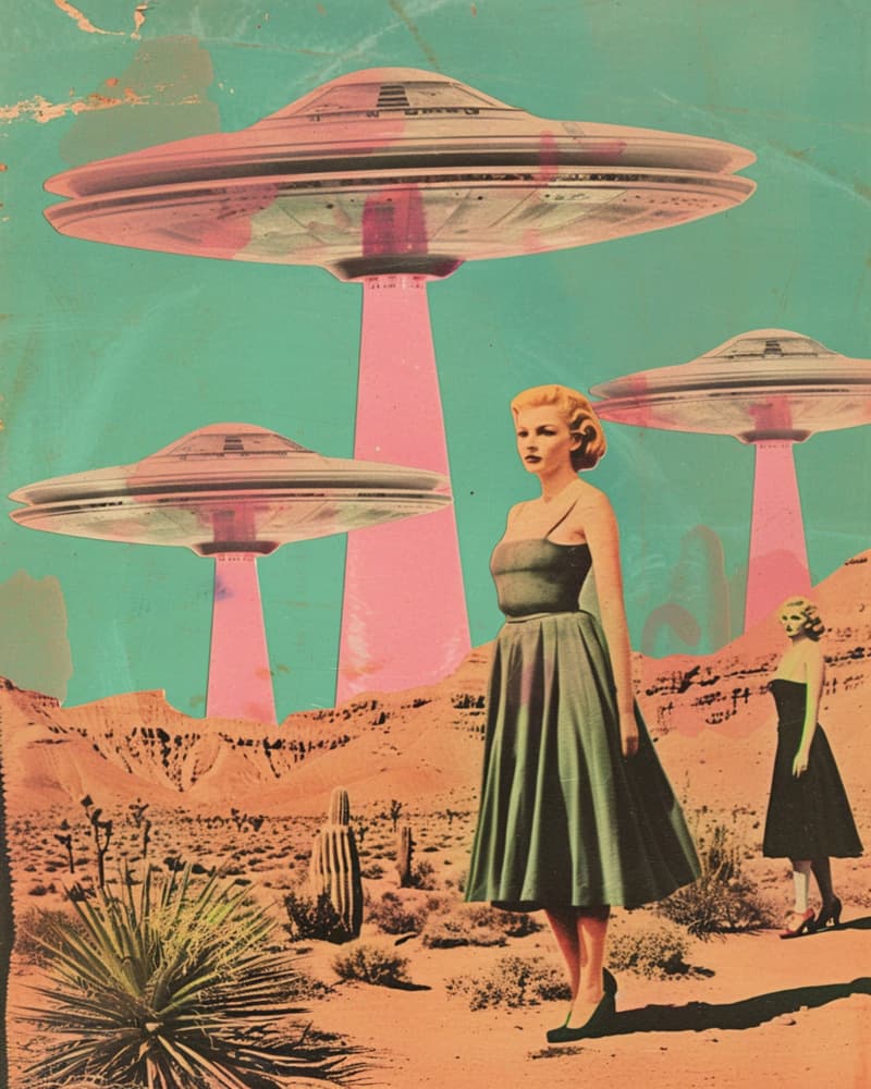 Retro Desert Encounter by Samantha Hearn — canvas wall art