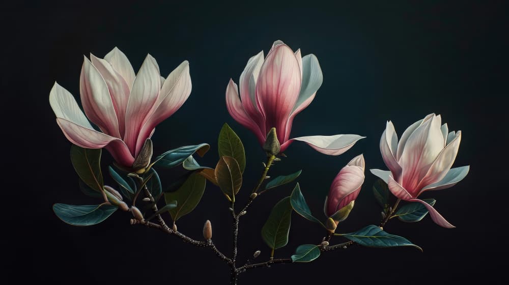 Elegant Pink Magnolias by Bilge Paksoylu — canvas wall art