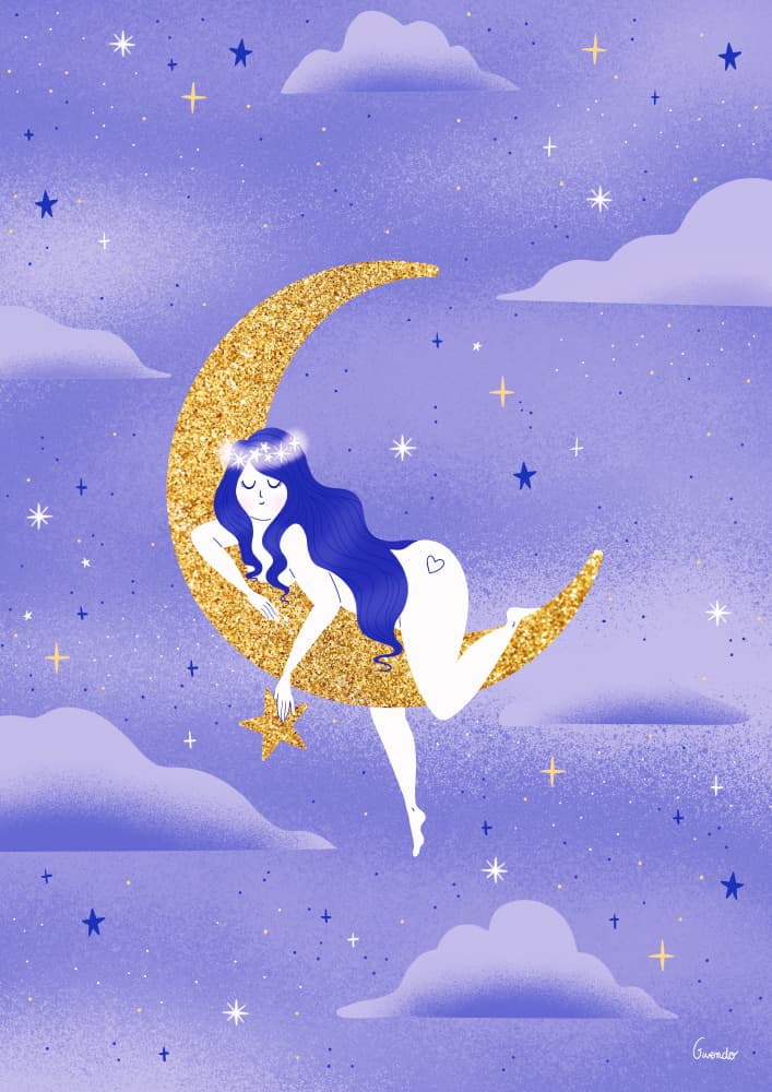 Sleeping on the Moon by Gwendoline Lefeuvre — canvas wall art