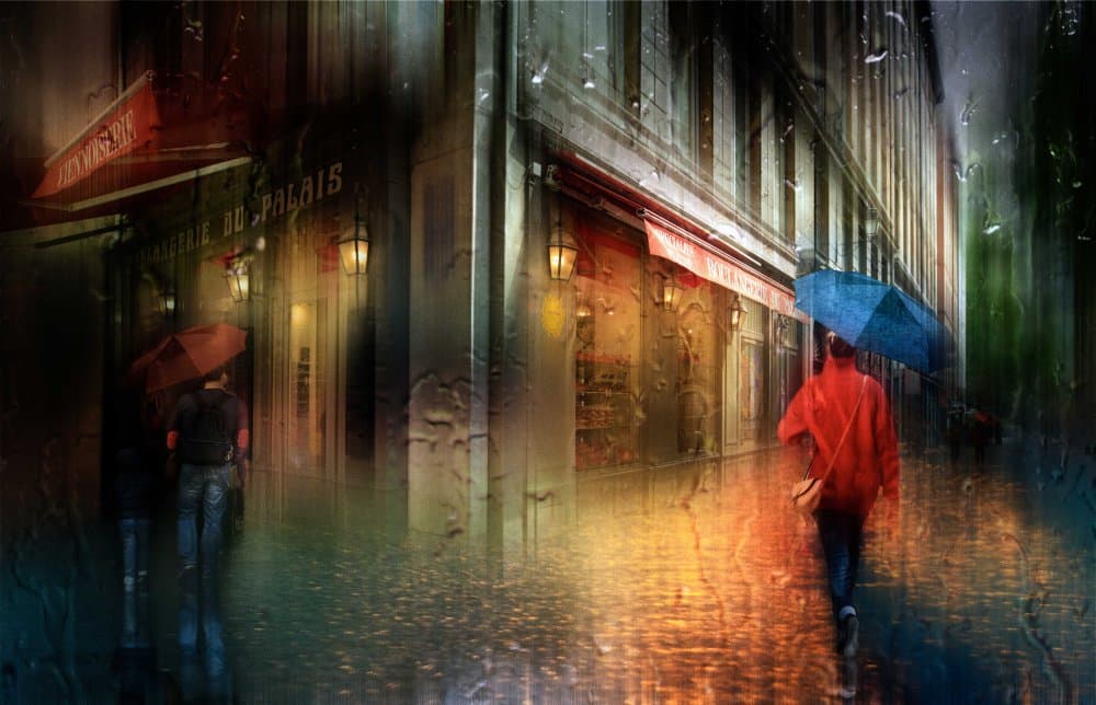 Rainy Night City Walk by Charlaine Gerber — canvas wall art