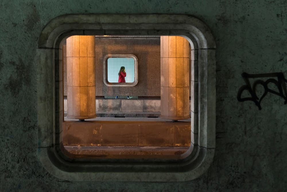 Framed Woman In Red by Greetje van Son — canvas wall art