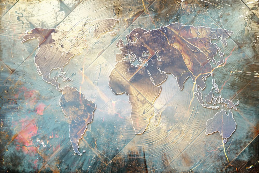 Textured Global Map by Rafal Kulik — canvas wall art