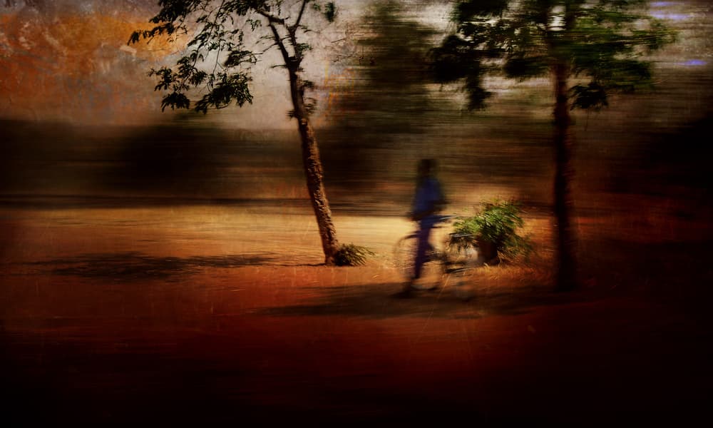 Dreamy Cyclist Path by Antonio Grambone — canvas wall art